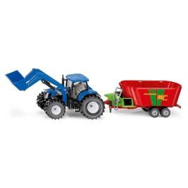 SIKU Farmer - Traktor New Holland s předním nakladačem a vlekem