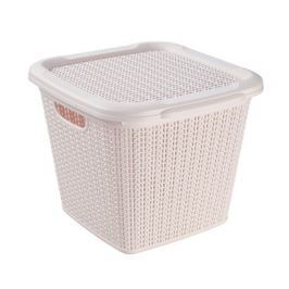 BRILANZ Box ratanový s víkem 15 l, 30 x 30 x 27,5 cm, krémový
