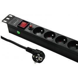Qoltec Surge protector for RACK 19'' | 16A | 1U | PDU | 6xSCHUKO | 2m