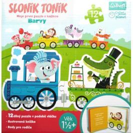 Trefl Obrysové puzzle Vlak se zvířátky 12 dílků + knížka